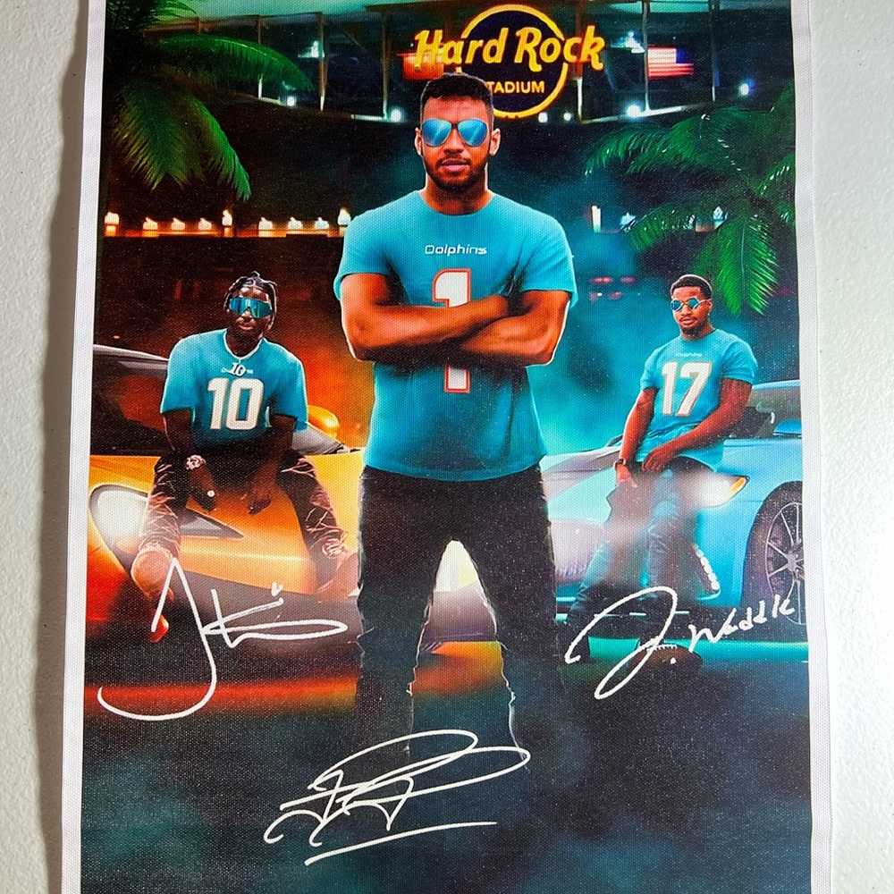 Hard Rock Stadium Poster with Athletes
